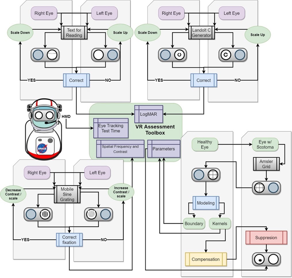 A Diagram showing various aspects of a proposed vision screening system.