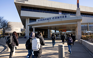 Students walking on campus