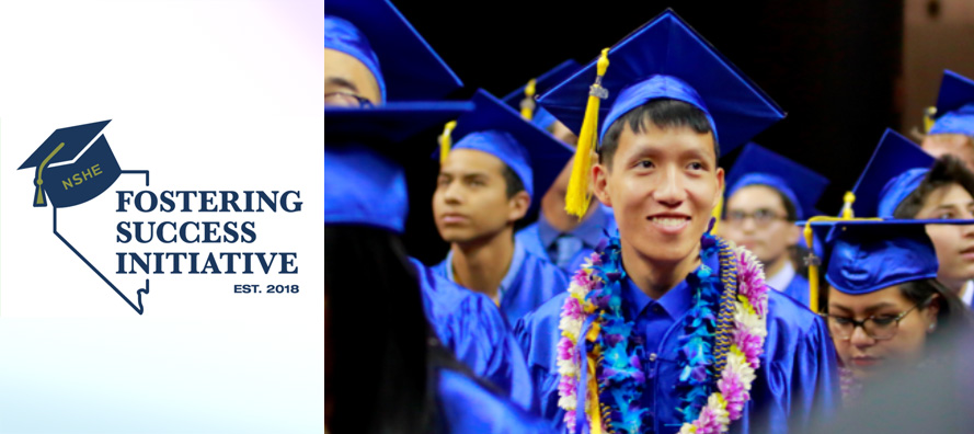 Fostering Success Initiative - An audience of CSN graduates in blue caps and gowns