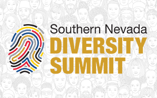 Text: Southern Nevada Diversity Summit. Illustration: a collage of faces of people of various races and backgrounds drawn in pen ink.